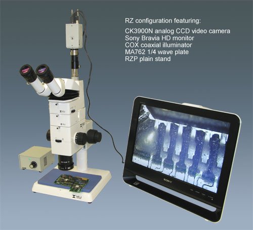 Configurable RZ Meiji Techno Research Zoom BF/DF Stereo Microscope-10693
